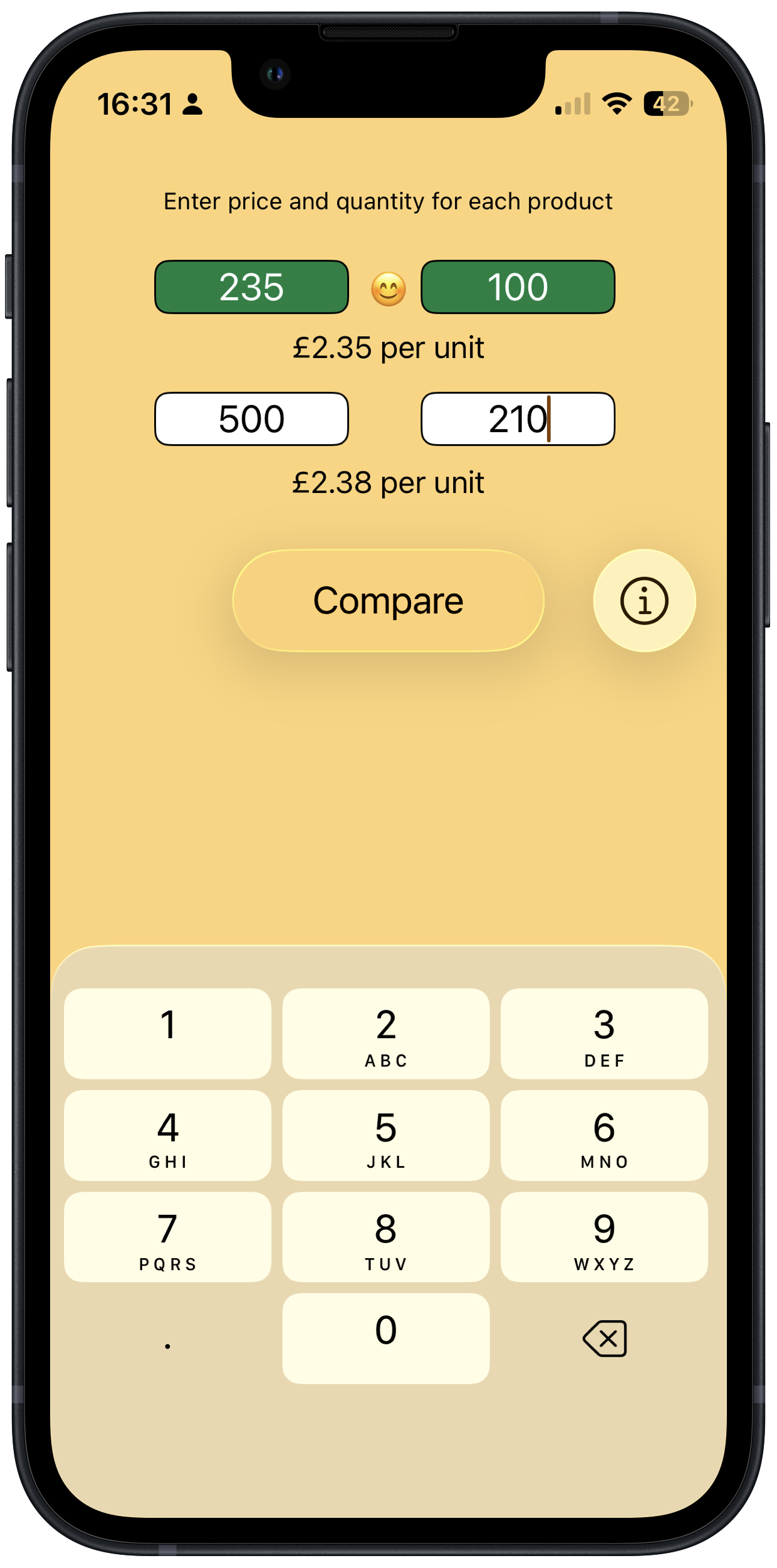 Image of phone with Bargain app on display